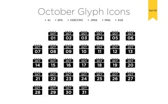 October Calendar Line Icon Vol 10