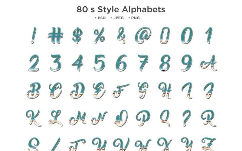 80,s Style Alphabet, Abc Typography Illustration