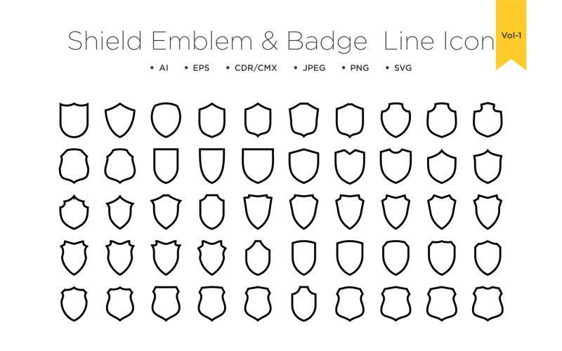 Shield Emblem & Badge Logos - Line -50 _Vol 1 Illustration