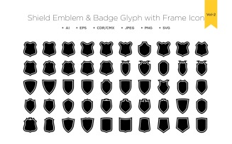 Shield Emblem And Badge Logos - Glyph with Frame - 50_Set Vol 2