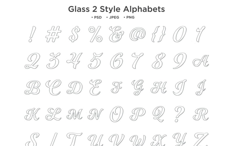 Glass 2 Style Alphabet, Abc Typography Illustration