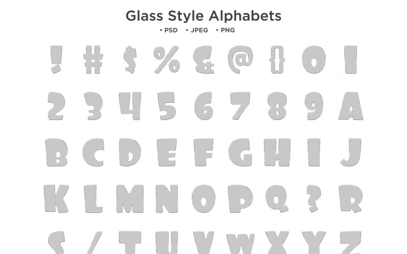Glass Style Alphabet, Abc Typography Illustration
