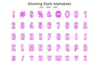 Glowing Style Alphabet, Abc Typography