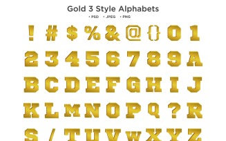 Gold 3 Style Alphabet, Abc Typography