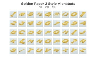Golden Paper 2 Style Alphabet, Abc Typography