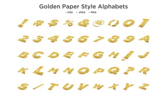 Golden Paper without BG Style Alphabet, Abc Typography