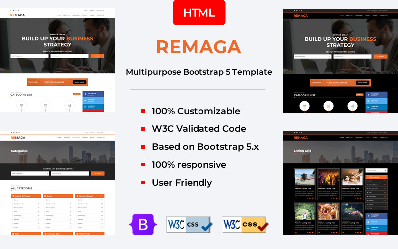 Remaga - Multipurpose Blog HTML5 Template Website Template