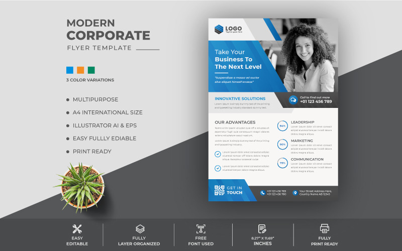 Corporate Blue Color Scheme Business Flyer Design Template Corporate Identity
