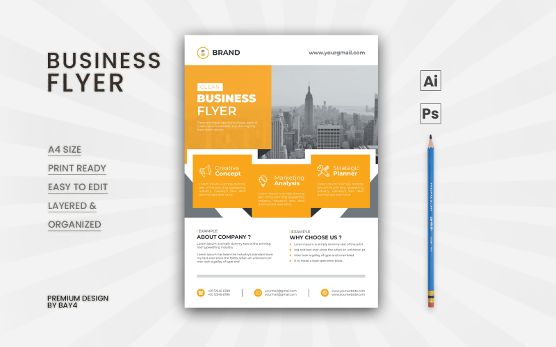 Flat Corporate Business Flyer & Minimal Design Corporate Identity