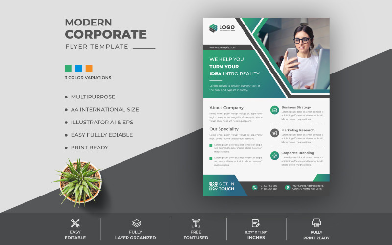 Modern Clean Corporate Flyer Design Template Corporate Identity
