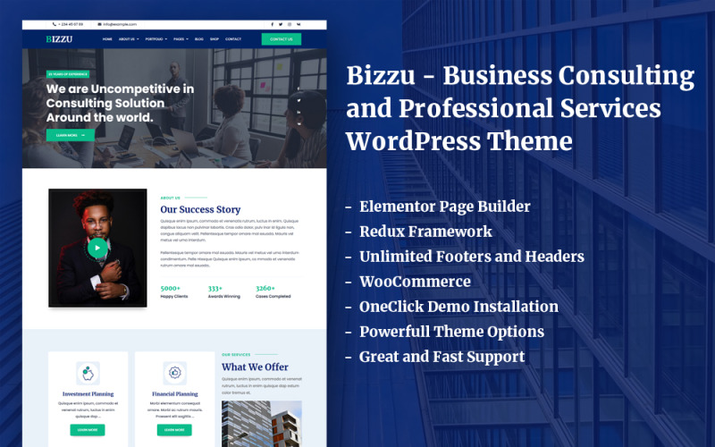 Bizzu - Business Consulting and Professional Services WordPress Theme