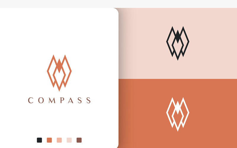 Direction or Compass Logo Simple Style Logo Template