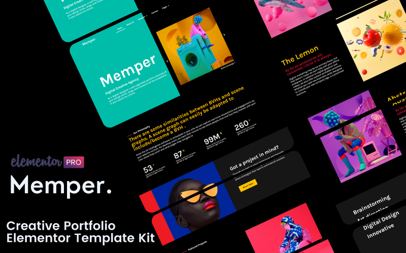 Memper - Creative Agency Portfolio Elementor Pro Template Kits Elementor Kit