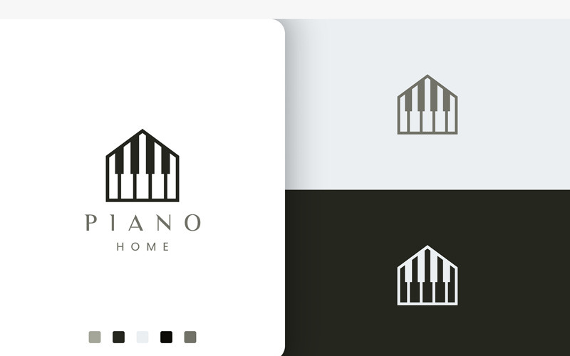 Modern Piano House Logo For Community Logo Template