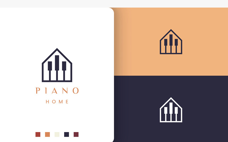 Simple and Modern Piano Home Logo Logo Template