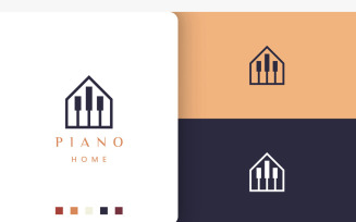 Simple and Modern Piano Home Logo