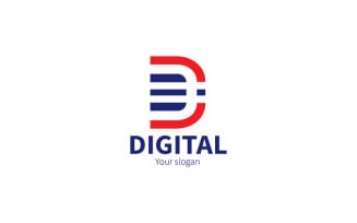 Digital D Letter Logo Design Template