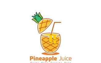 Fresh juice logo icon vector design, pineapple juice logo, drinking juice concept