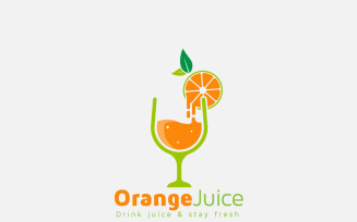 Orange Juice Logo With Glass Orange Slice