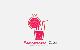 Pomegranate juice logo, Healthy juice with a glass logo vector design.