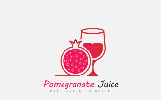 Pomegranate juice logo, Healthy juice with a glass