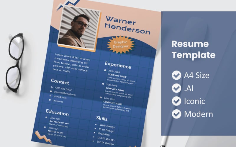 90's Style Resume Printable Template Resume Template