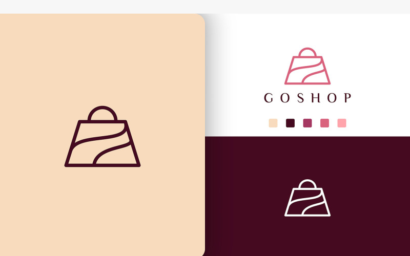 Shopping Bag Logo in Simple Line Art Logo Template
