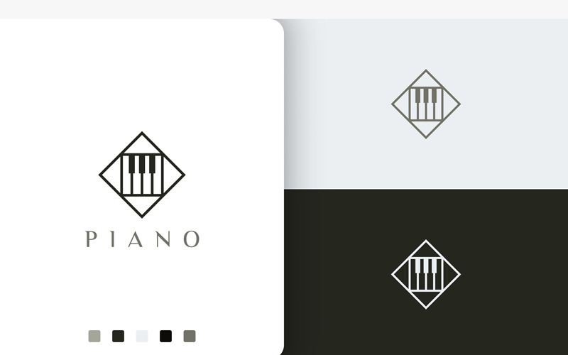 Simple and Modern Piano Course Logo Logo Template