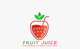 Strawberry Logo Fruit Juice Concept, Vector Design Template