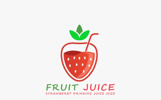 Strawberry Logo Fruit Juice Concept, Vector Design Template
