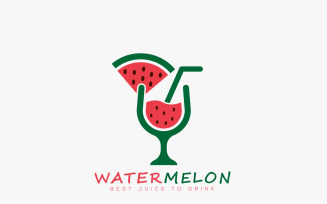 Watermelon Juice Fruit Juice Logo With Glass Vector
