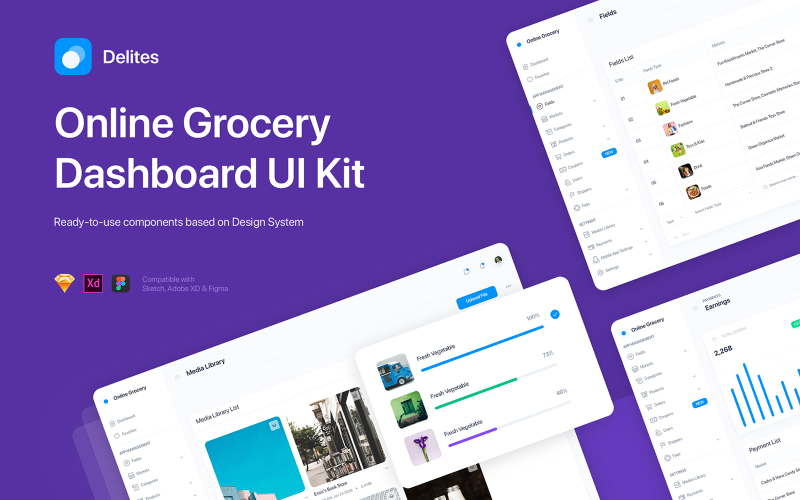 Delites - Online Grocery Dashboard UI Kit UI Element