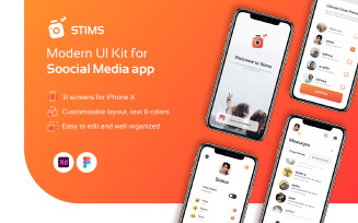 Social UI Kit Design - STIMS UI Elements