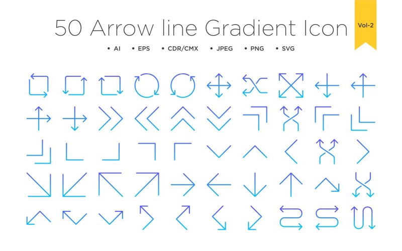50 Arrow Line Gradient icon Vol 2 Icon Set
