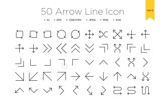 50 Arrow Line Icons Set Vol 2