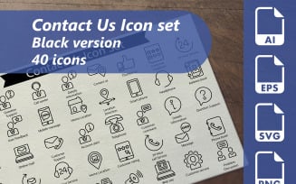 Contact Us Line Icon Set Template