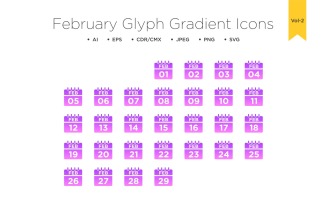 February Glyph Gradient Icon