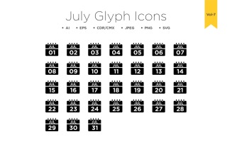 July Calendar Line Icon Vol 7