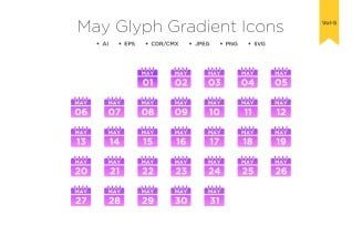 May Glyph Gradient Icon Set