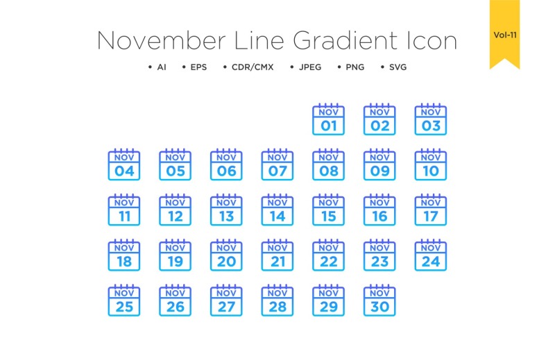 November Line Gradient Icon Icon Set