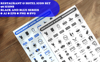 Restaurant And Hotel Management Icon Set template