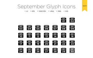 September Calendar Line Icon Vol 9
