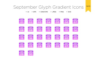 September Glyph Gradient Icon