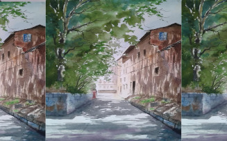 Watercolor Road In The City Road With Beautiful Hand Drawn Illustration