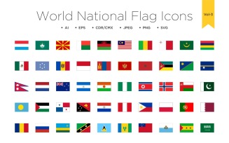 50 World National flag icon Vol 3