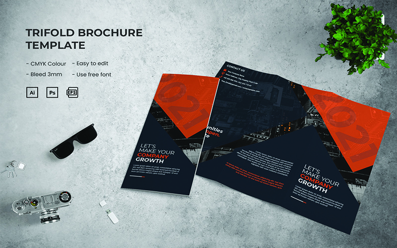 Company Growth - Trifold Brochure Corporate Identity