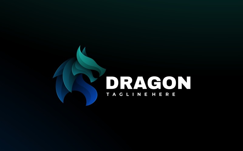 Head Dragon Gradient Logo Logo Template