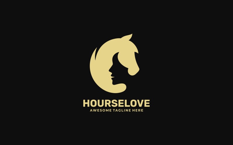 Horse Negative Space Logo Logo Template