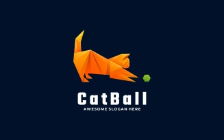 Cat Playing Ball Low Poly Logo