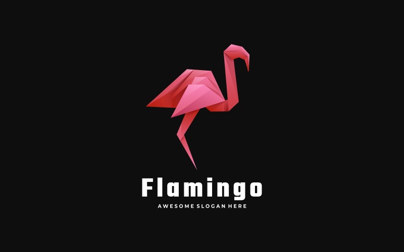 Flamingo Low Poly Logo Style Logo Template